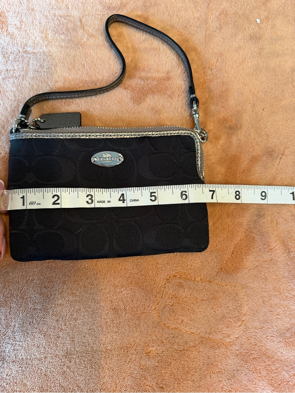 Coach Black Signature Wristlet with Silver Trim - Picture 11 of 12